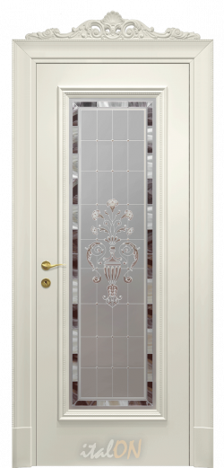 Каталог межкомнатных дверей / коллекция Riva / модель SV ins. витраж Ampir  / цвет crema