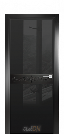 Каталог межкомнатных дверей / коллекция Apriori Vetro / модель Черное стекло вензель  / цвет крашеные