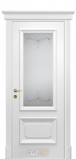 Каталог межкомнатных дверей / коллекция Riva / модель V витраж Venzel  / цвет  bianco